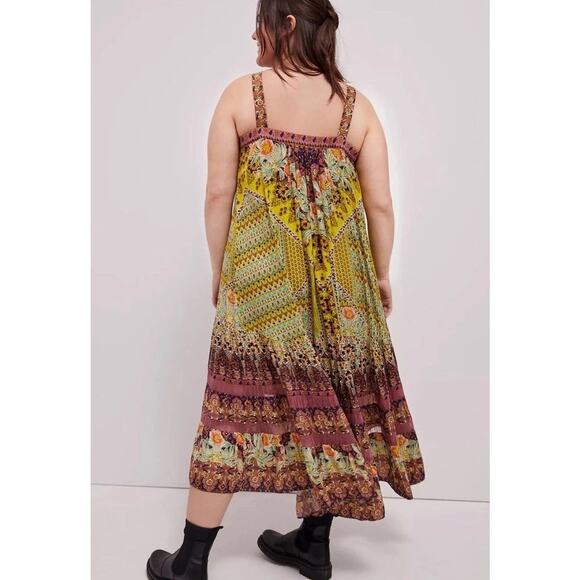 Anthropologie Lovett Tiered Flowy Bohemian Chic Midi Dress Large Floral Lace B24 - Picture 8 of 13